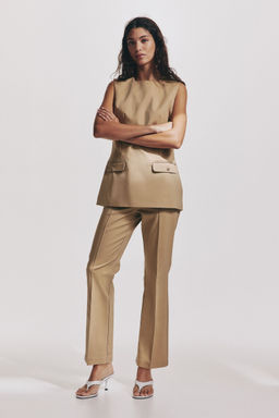 H&M - Women Beige Tailored Trousers