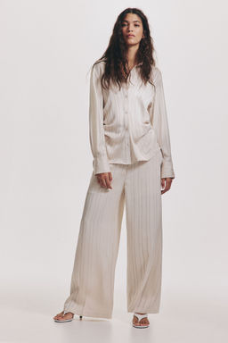 H&M - Women White Wide Tailored Trousers
