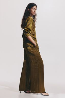 H&M - Women Green Wide Tailored Trousers