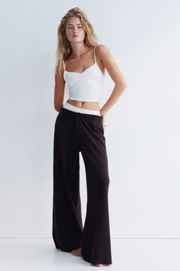 H&M - Women Brown Waffled Drawstring Trousers