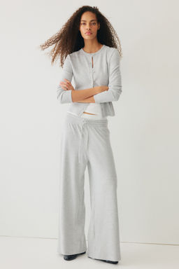 H&M - Women Grey Waffled Drawstring Trousers