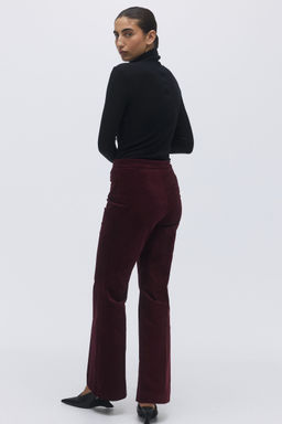 H&M - Women Red Flared Velvet Trousers