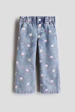 H&M - Girls Blue Motif-Detail Wide Leg Jeans