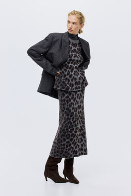 H&M - Women Grey Jacquard-Knit Skirt