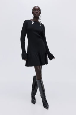 H&M - Women Black Rib-Knit Dress