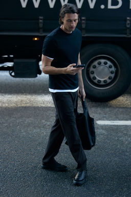 H&M - Men Grey Four-Way Stretch Regular Fit Pull-On Trousers