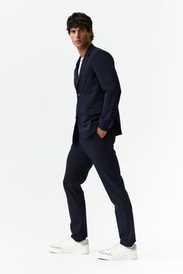 H&M - Men Blue Wrinkle-Resistant Slim Fit Suit Jacket