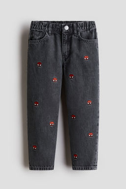 H&M - Boys Black Regular Fit Printed Jeans