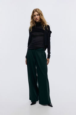 H&M - Women Green Wide Tailored Trousers