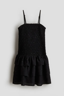 H&M - Girls Black Smocked Flounce Dress