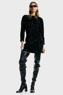 H&M - Women Black Sequined Mini Dress