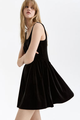 H&M - Women Black Sleeveless Velour Dress