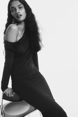 H&M - Women Black Draped One-Shoulder Dress