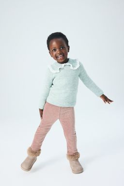 H&M - Girls Brown Ribbed Velour Leggings