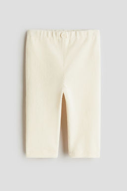 H&M - Girls Beige Ribbed Velour Leggings