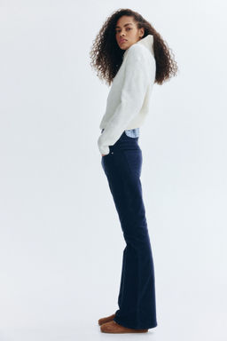 H&M - Women Blue Flared Corduroy Trousers