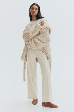 H&M - Women Beige Crease-Leg Trousers