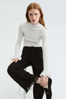 H&M - Women Black Textured Trousers