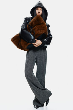 H&M - Women Grey Pleat-Front Trousers