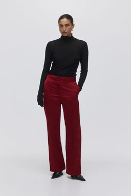 H&M - Women Red High-Waisted Tailored Trousers