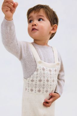 H&M - Boys Beige Cotton-Knit Dungarees