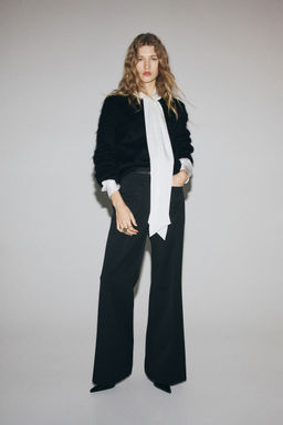 H&M - Women Black Flared Belted Trousers