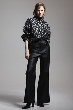 H&M - Women Black Flared Coated Trousers