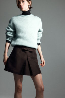 H&M - Women Brown Bow-Front Mini Skirt