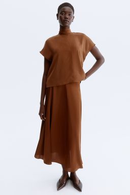 H&M - Women Brown A-Line Satin Skirt