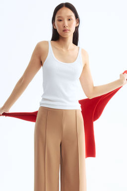 H&M - Women Beige Crease-Front Trousers