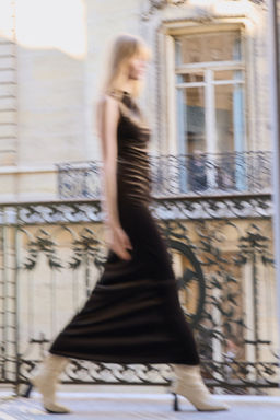 H&M - Women Brown Sleeveless Velour Dress