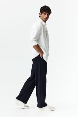 H&M - Men Blue Four-Way Stretch Wide Pull-On Trousers