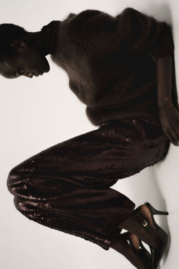 H&M - Women Brown Sequined Trousers