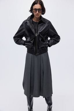 H&M - Women Grey Pleated Midi Skirt