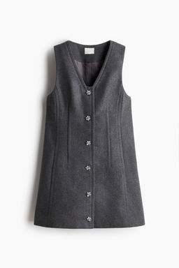 H&M - Women Grey Rhinestone-Button Dress