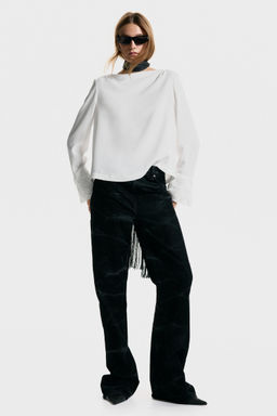 H&M - Women Black Flocked Jeans