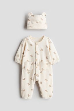 H&M - Boys Beige 2-Piece Cotton Velour Set