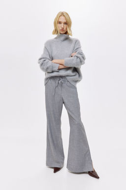 H&M - Women Grey Flared Drawstring Trousers