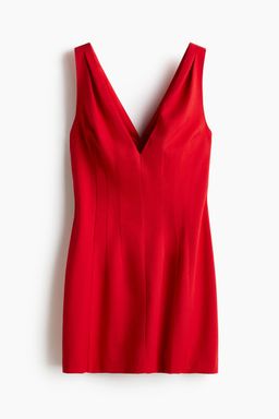 H&M - Women Red V-Neck Waisted Dress
