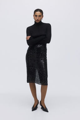 H&M - Women Black Sequined Pencil Skirt