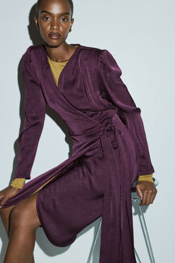 H&M - Women Purple Tie-Detail Dress