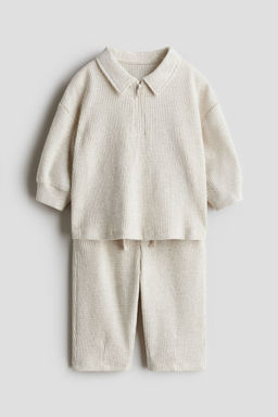 H&M - Boys Beige 2-Piece Ribbed Cotton Set