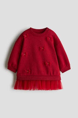H&M - Girls Red Tulle-Skirt Sweatshirt Dress