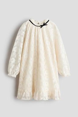H&M - Girls White Frill-Trimmed Lace Dress