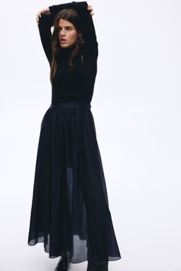 H&M - Women Blue A-Line Midi Skirt