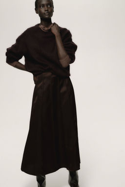 H&M - Women Brown A-Line Satin Skirt