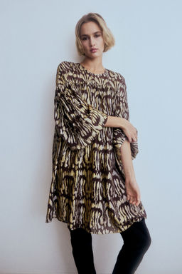 H&M - Women Brown Oversized Jacquard-Weave Dress