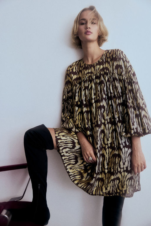 h&m oversized dress H&M Puff Sleeve Dress Poplin Dress Pink Oversized New Runs Big Barbiecore