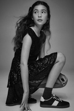 H&M - Girls Black Tiered Sequined Skirt