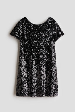 H&M - Girls Black Bow-Detail Sequined Dress
